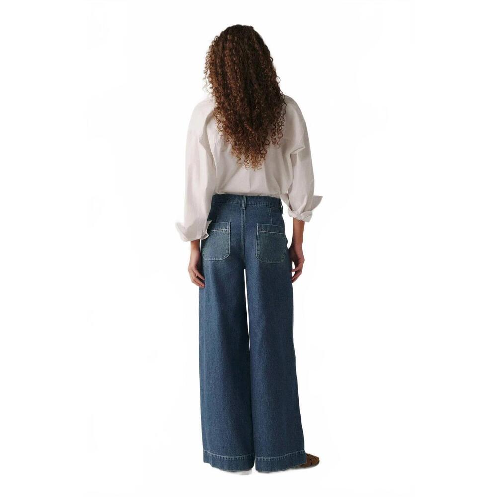 NEW WARP + WEFT venetian wide leg trouser in sailing day - Picture 2 of 4